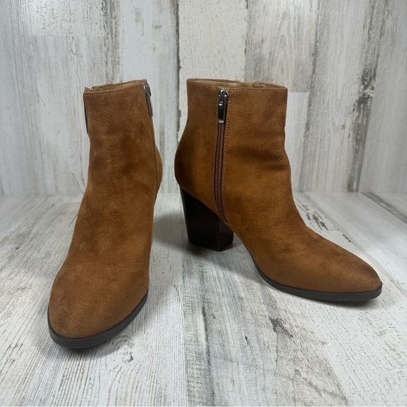 Nine West Neva Women's Ankle Boots Medium Brown Fabric #499 - Picture 4 of 13